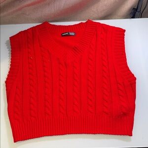 SHEIN Vivid Red V-Neck Sweater Vest